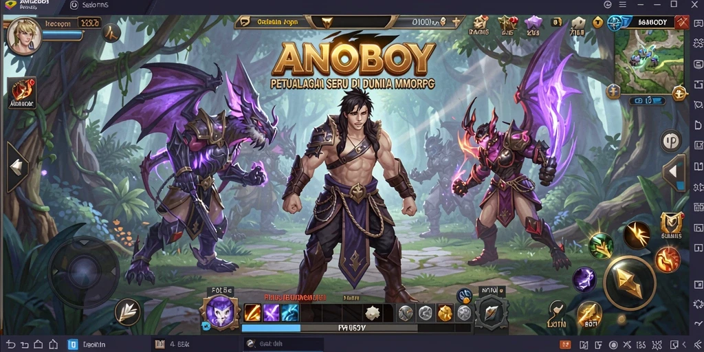 Tampilan gameplay ANOBOY yang penuh aksi di dunia MMORPG.