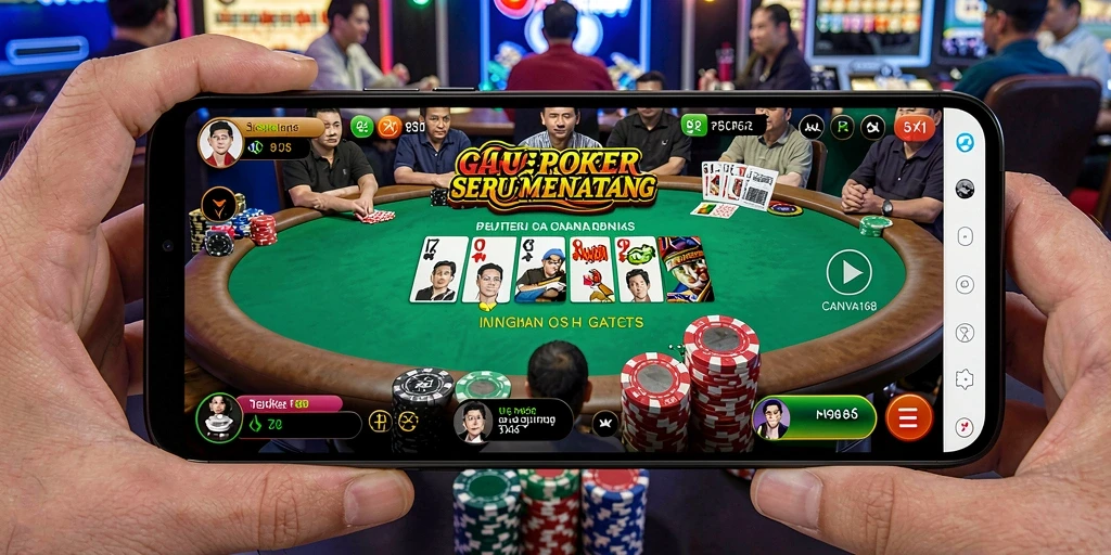 Screenshot menunjukkan pengalaman bermain Poker yang mendebarkan di CANVA168.