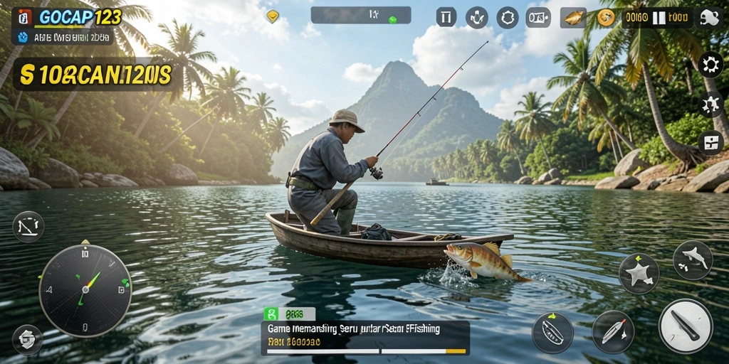 Tampilan gameplay GOCAP123 dengan suasana memancing yang menenangkan.
