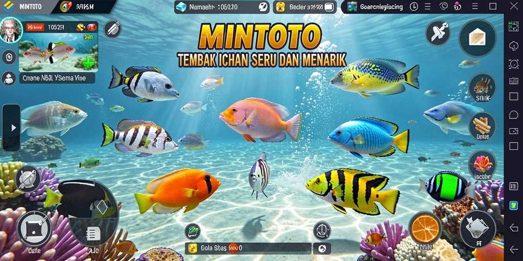 Tampilan gameplay seru di MINTOTO saat menembak ikan.