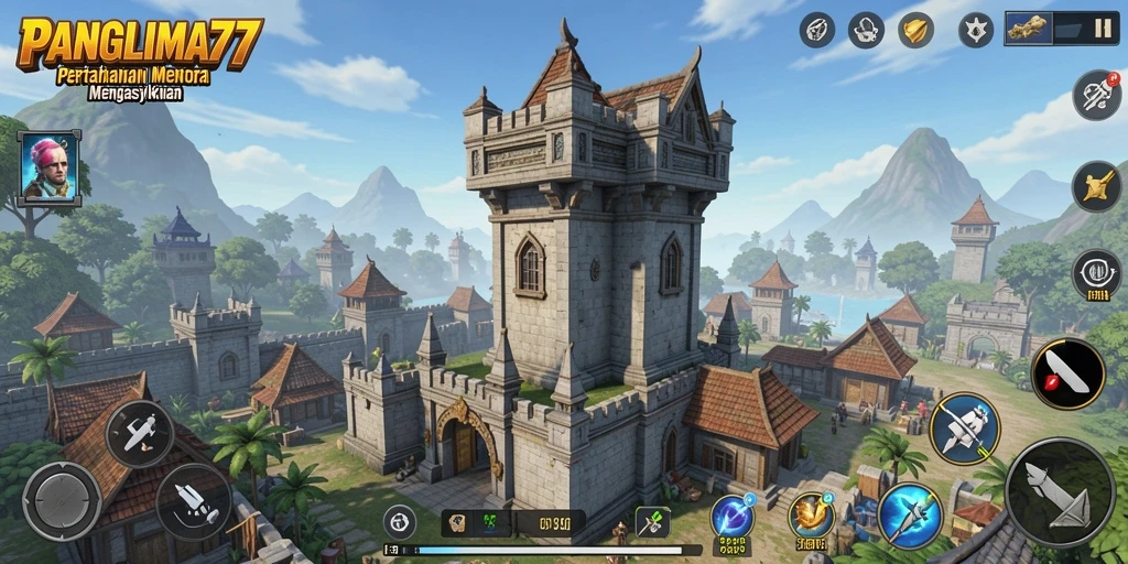 Gameplay menara pertahanan yang menarik dalam PANGLIMA77.