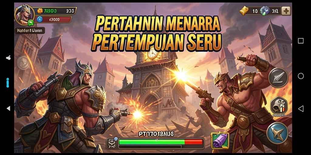 Gameplay PTTOGEL menampilkan pertempuran seru Tower Defense.