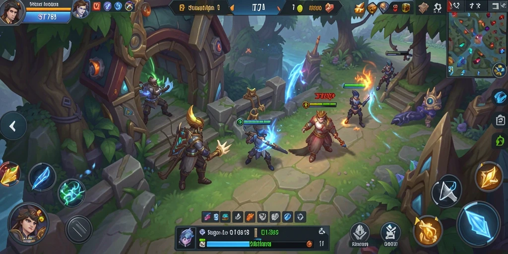 Screenshot gameplay ST789 dengan aksi seru dalam permainan MOBA.