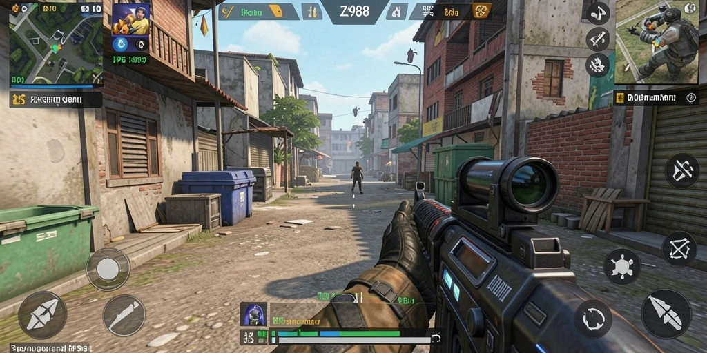 Screenshot utama ZK988 menampilkan aksi seru dalam game TPS.